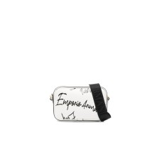 Emporio Armani Mini Borsa Bianca a tracolla con logo Lettering All Over