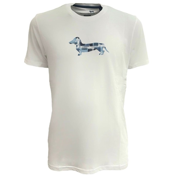 HARMONT&BLAINE T-SHIRT BIANCA CON LOGO EFFETTO TIE-DYE 