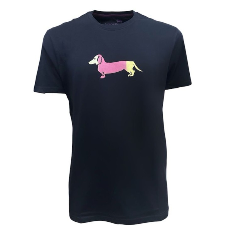 HARMONT&BLAINE T-SHIRT BLU CON LOGO EFFETTO TIE-DYE 