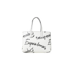 Emporio Armani Borsa a mano Bianca con Logo Lettering All Over con tracolla regolabile, estraibile