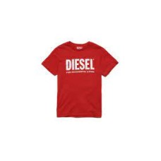 Diesel T-shirt a manica corta Unisex in jersey di cotone a girocollo rossa con logo 