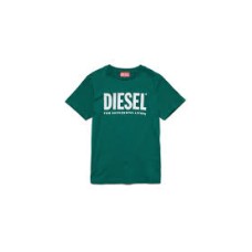Diesel T-shirt a manica corta Unisex in jersey di cotone a girocollo verde con logo 