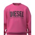 DIESEL FELPA A GIROCOLLO IN COTONE PINK CON LOGO LETTERING BLACK 