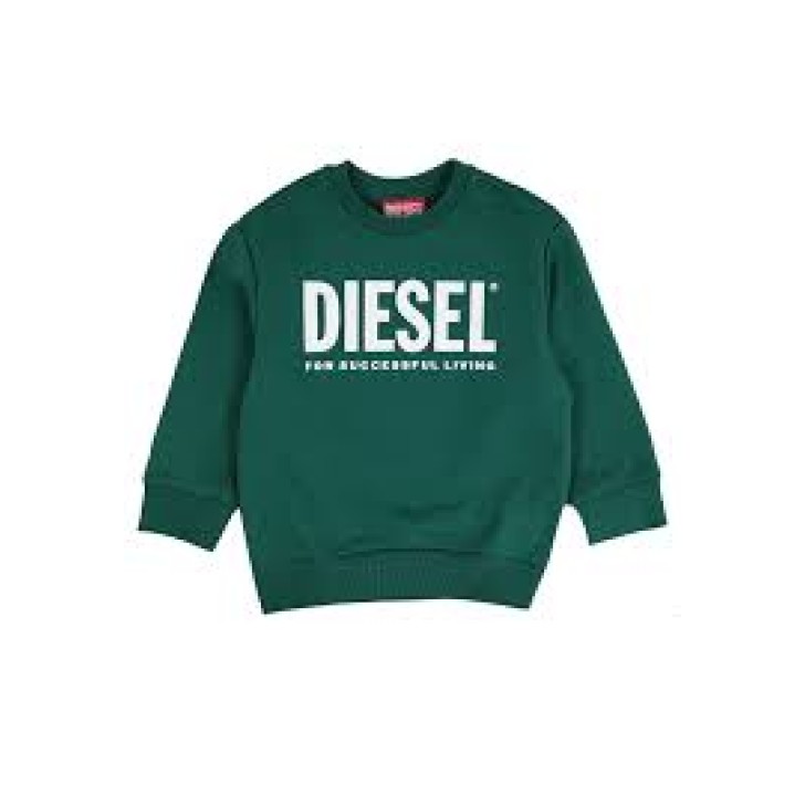 Diesel Felpa Unisex Verde in cotone con logo