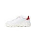 Love Moschino Sneakers in pelle Bianca con applicazione laterale rosso in metallo con logo