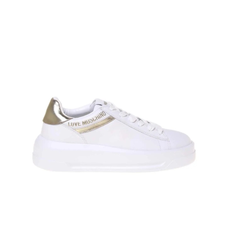 LOVE MOSCHINO SNEAKERS BIANCA E ORO DA DONNA 