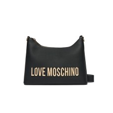 LOVE MOSCHINO BORSA NERA A SPALLA IN ECOPELLE CON LOGO ORO LETTERING  