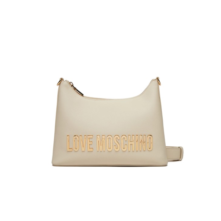 LOVE MOSCHINO BORSA BEIGE A SPALLA IN ECOPELLE CON LOGO ORO