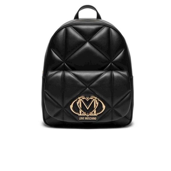 LOVE MOSCHINO ZAINO NERO IN ECOPELLE EFFETTO TRAPUNTATO DA DONNA 