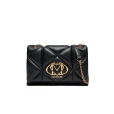 LOVE MOSCHINO BORSA NERA A SPALLA CON LOGO LETTERING ORO