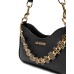LOVE MOSCHINO BORSA NERA IN VERA PELLE A SPALLA CON CIONDOLO LOVE MOSCHINO 