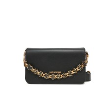LOVE MOSCHINO BORSA NERA A TRACOLLA IN VERA PELLE CON DETTAGLIO CIONDOLO 