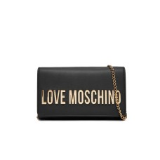LOVE MOSCHINO BORSA NERA A TRACOLLA CON LOGO LETTERING ORO 