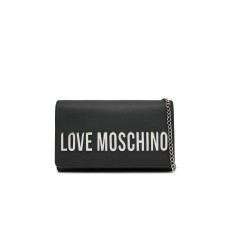LOVE MOSCHINO BORSA NERA A TRACOLLA CON LOGO LETTERING ARGENTO