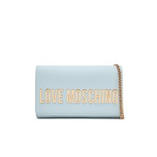 LOVE MOSCHINO BORSA AZZURRA A TRACOLLA CON LOGO LETTERING ORO 