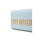 LOVE MOSCHINO BORSA AZZURRA A TRACOLLA CON LOGO LETTERING ORO 