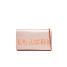 LOVE MOSCHINO BORSA ROSA LAMINATA A TRACOLLA CON LOGO LETTERING 