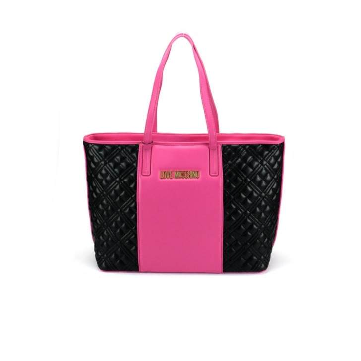 LOVE MOSCHINO BORSA A SPALLA BICOLORE NERO/FUCSIA