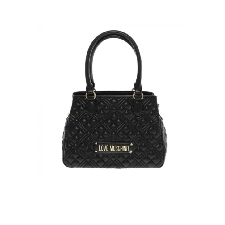LOVE MOSCHINO BORSA A MANO NERA EFFETTO TRAPUNTATO