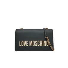 LOVE MOSCHINO BORSA NERA A SPALLA DA DONNA CON LOGO ORO LETTERING 