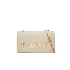 LOVE MOSCHINO BORSA BEIGE A SPALLA DA DONNA CON LOGO ORO LETTERING 