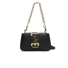 LOVE MOSCHINO BORSA NERA A SPALLA CON LOGO LETTERING ORO 