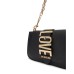 LOVE MOSCHINO BORSA NERA A SPALLA CON LOGO LETTERING ORO 
