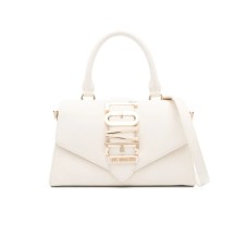 LOVE MOSCHINO BORSA BEIGE A MANO CON LOGO LETTERING ORO 
