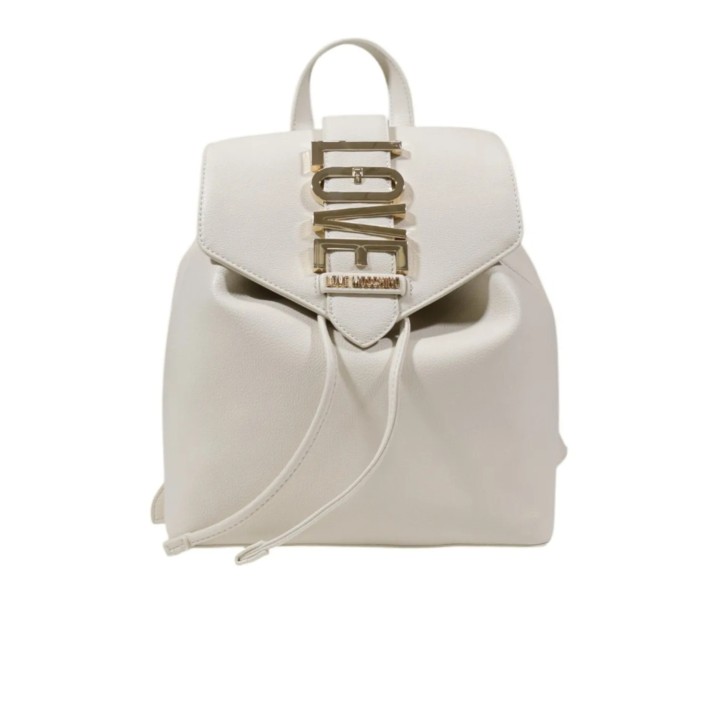 LOVE MOSCHINO ZAINO BEIGE CON LOGO LETTERING ORO 