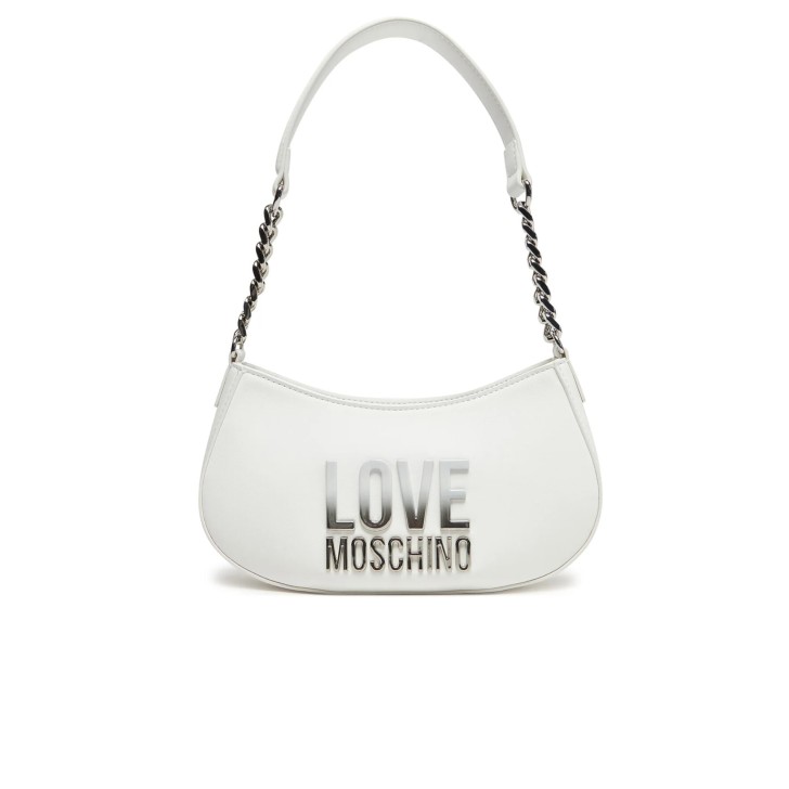LOVE MOSCHINO BORSA IN PU BIANCO CON LOGO LETTERING SFUMATO