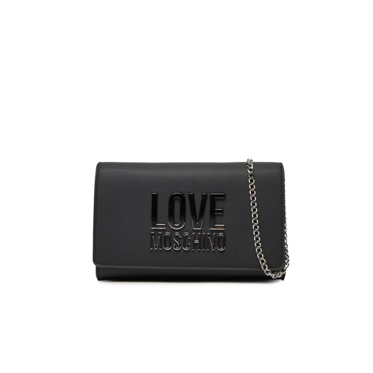 LOVE MOSCHINO BORSA A TRACOLLA NERA CON LOGO LETTERING SFUMATO 