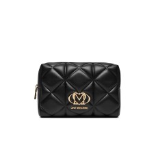 LOVE MOSCHINO POCHETTE TRAPUNTATA NERA CON LOGO LETTERING 
