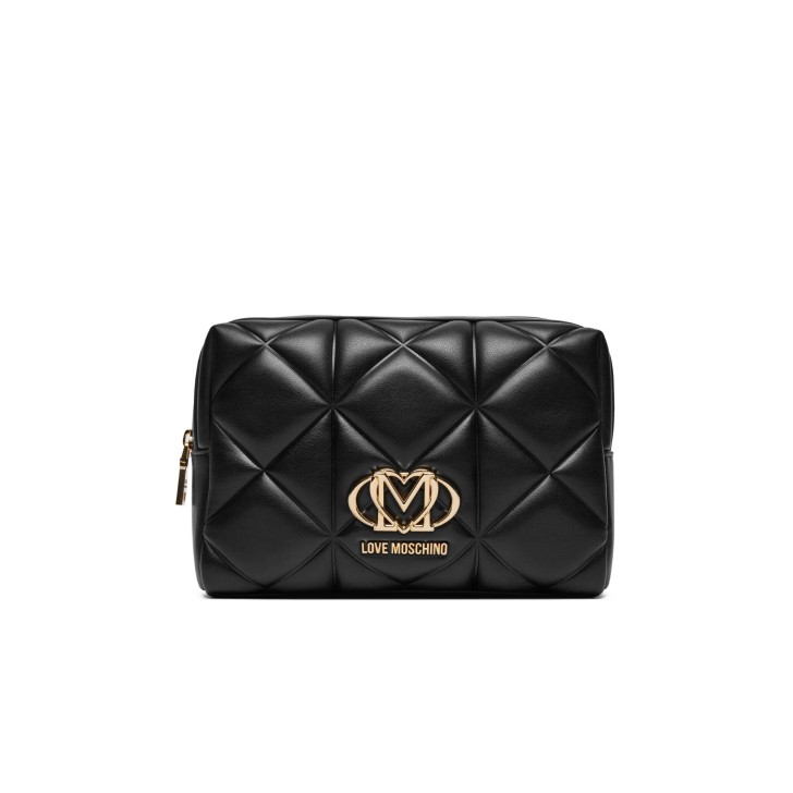 LOVE MOSCHINO POCHETTE TRAPUNTATA NERA CON LOGO LETTERING 