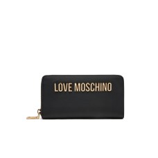 LOVE MOSCHINO PORTAFOGLIO NERO DA DONNA CON LOGO LETTERING ORO 