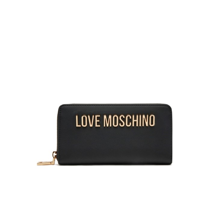 LOVE MOSCHINO PORTAFOGLIO NERO DA DONNA CON LOGO LETTERING ORO 
