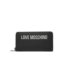LOVE MOSCHINO PORTAFOGLIO NERO DA DONNA CON LOGO LETTERING ARGENTO  