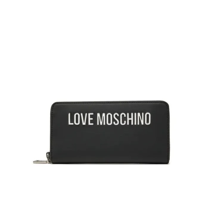 LOVE MOSCHINO PORTAFOGLIO NERO DA DONNA CON LOGO LETTERING ARGENTO  