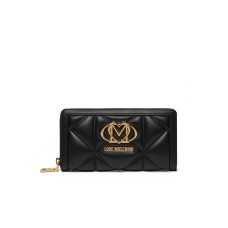 LOVE MOSCHINO PORTAFOGLIO NERO TRAPUNTATO CON LOGO ORO 