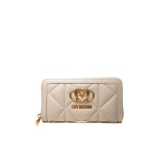 LOVE MOSCHINO PORTAFOGLIO BEIGE TRAPUNTATO CON LOGO ORO 