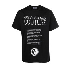 Versace Jeans Couture T-shirt Nera da Uomo con Logo a contrasto nella parte anteriore