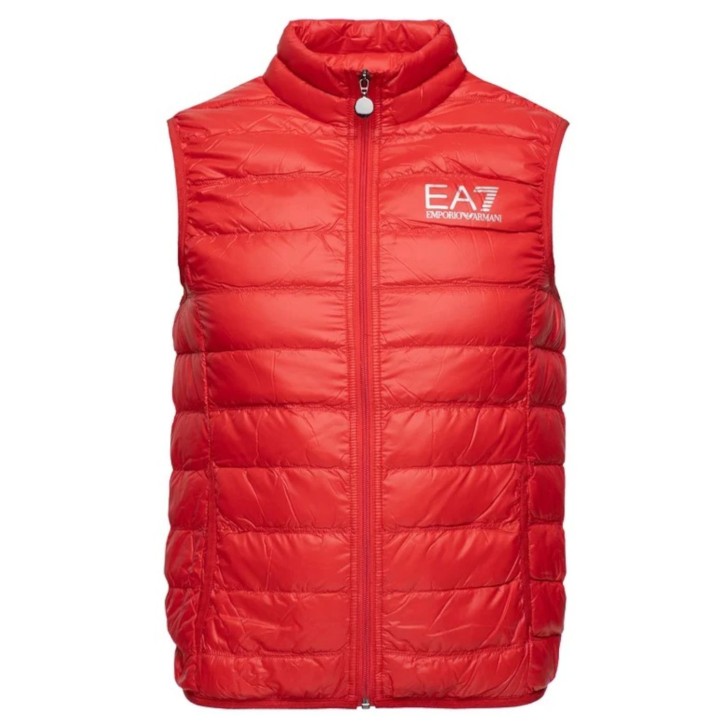 EA7 Emporio Armani gilet rosso da Uomo con logo argento