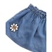 Moschino Gonna corta in jeans denim blu con Fiore e Teddy Bear ricamato