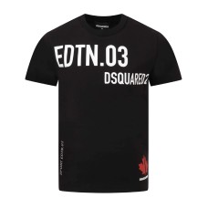 Dsquared2 T-shirt nera a manica corta con maxi logo lettering