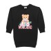 Moschino Abito nero con logo Teddy e logo lettering stampato