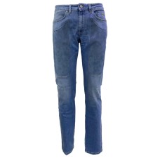 Jeckerson Jeans denim blu cinque tasche con toppe in Alcantara Azzurro