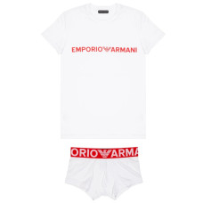 Emporio Armani Set T-shirt e Boxer in cotone Bianco