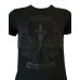 Cesare Paciotti 4US T-shirt Nera a manica corta con logo spada in pelle e disegno ricamato
