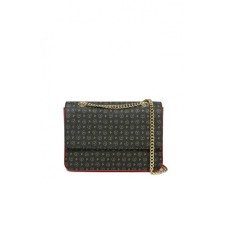 Pollini Borsa nera a spalla con stampa Heritage Nero/Rosso 