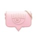 Chiara Ferragni Borsa a spalla Large Rosa Logo EYELIKE con borchie oro e tracolla in catena estraibile