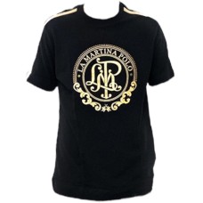 La Martina T-shirt da Uomo Nera Maxi logo a contrasto